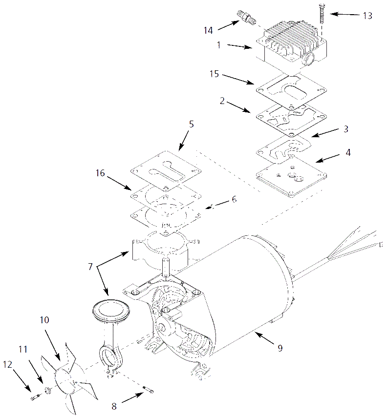 Pump Parts Diagram and Parts List for WL506900  Campbell Hausfeld Compressor